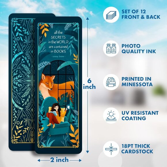 Aesthetic Bookmarks for Book Lovers - 12 Artwork Book Markers for Women & Men - - Picture 3 of 6